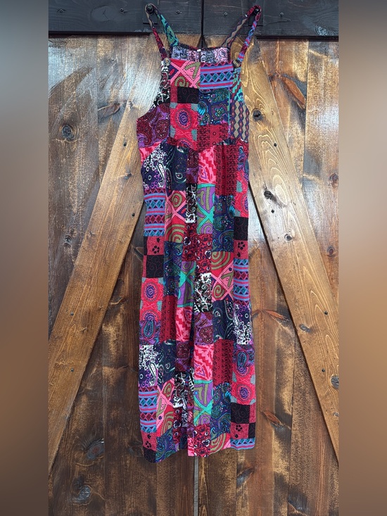 Pants - Womens Patchwork Print Jumpsuit - Multicolor
